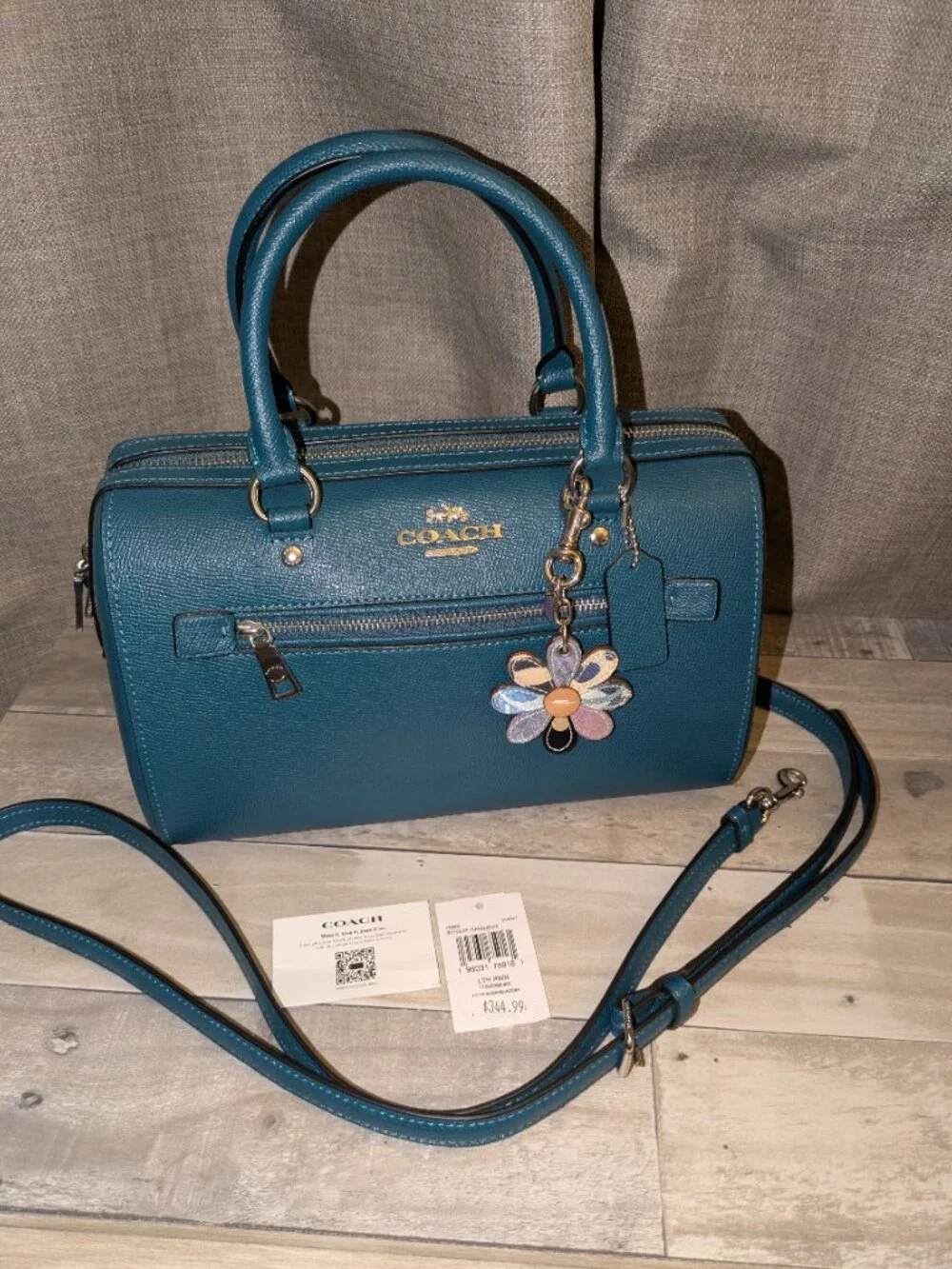 Coach Rowan Satchel Deep Turquoise LIKE NEW - Picture 4 of 12